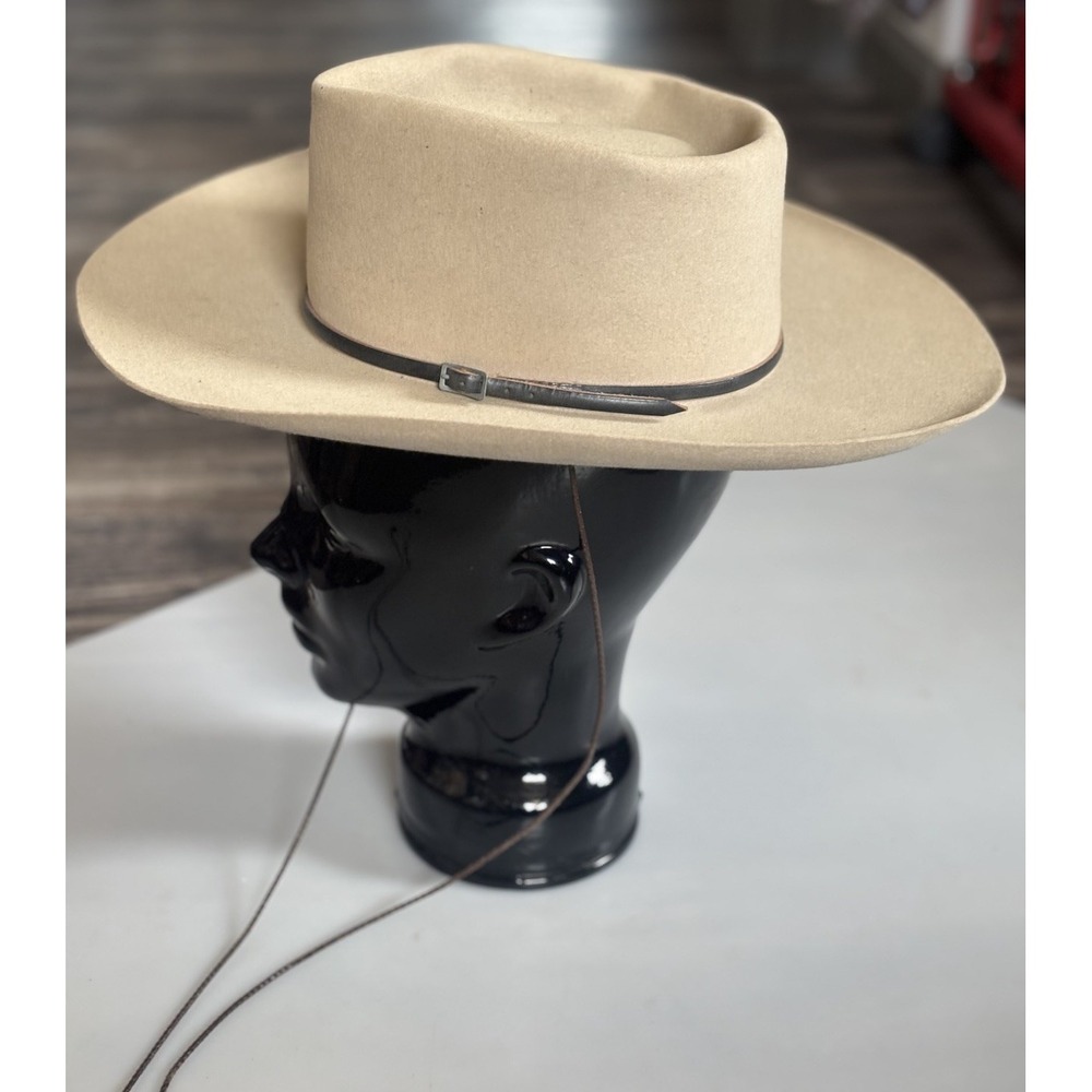 Vtg Stetson 3X Beaver Cowboy Hat XS Outlaw Denver Dry Goods Low Crown XXX Tan